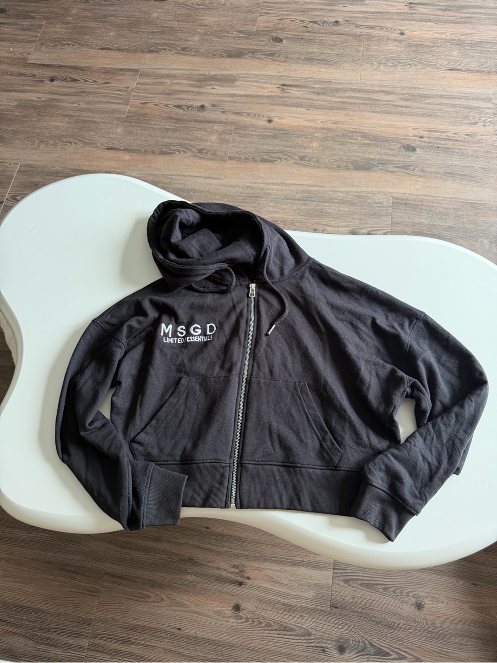 Missguided Black Zip-Up Hoodie with White Logo